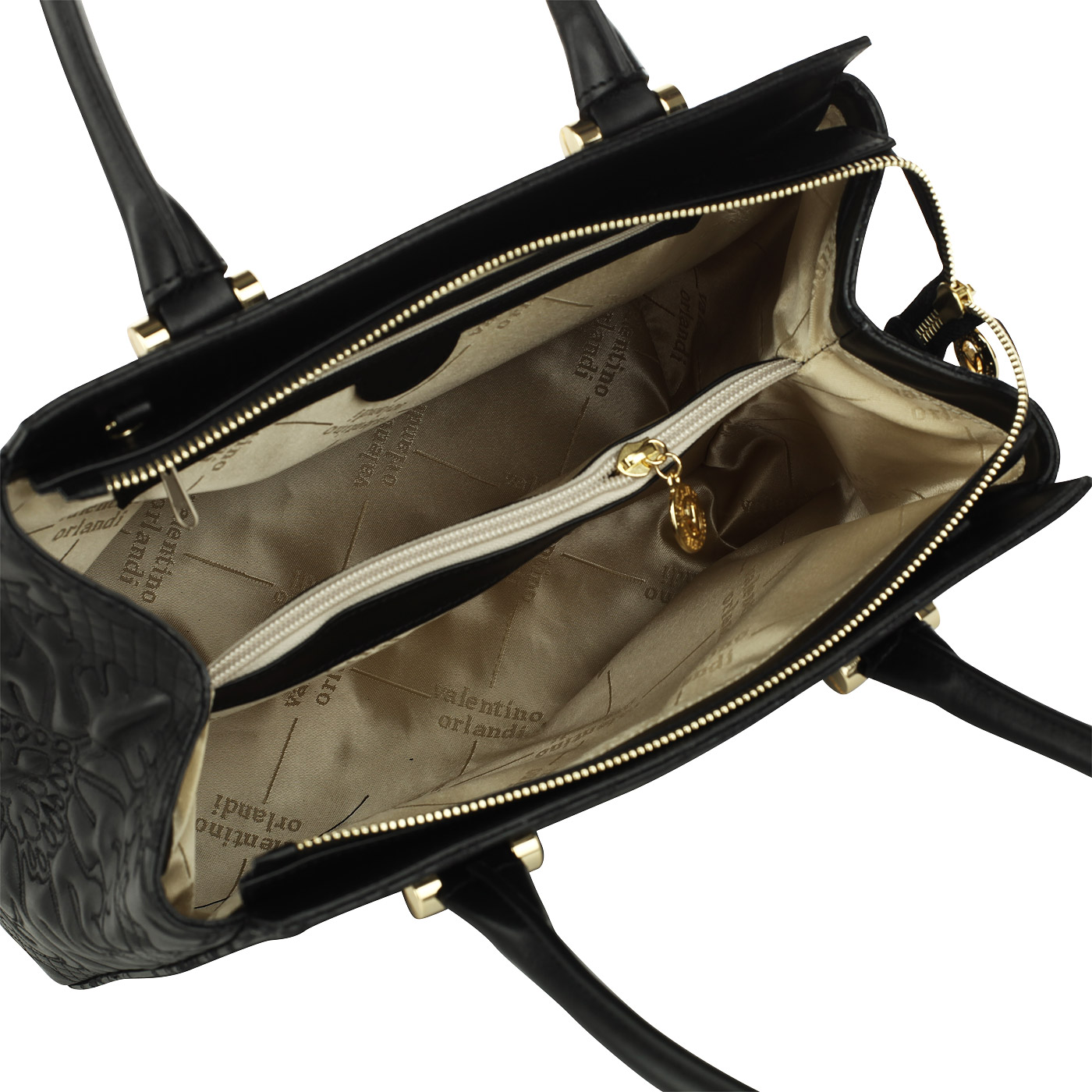 Черная сумка с вышивкой Valentino Orlandi Soraya