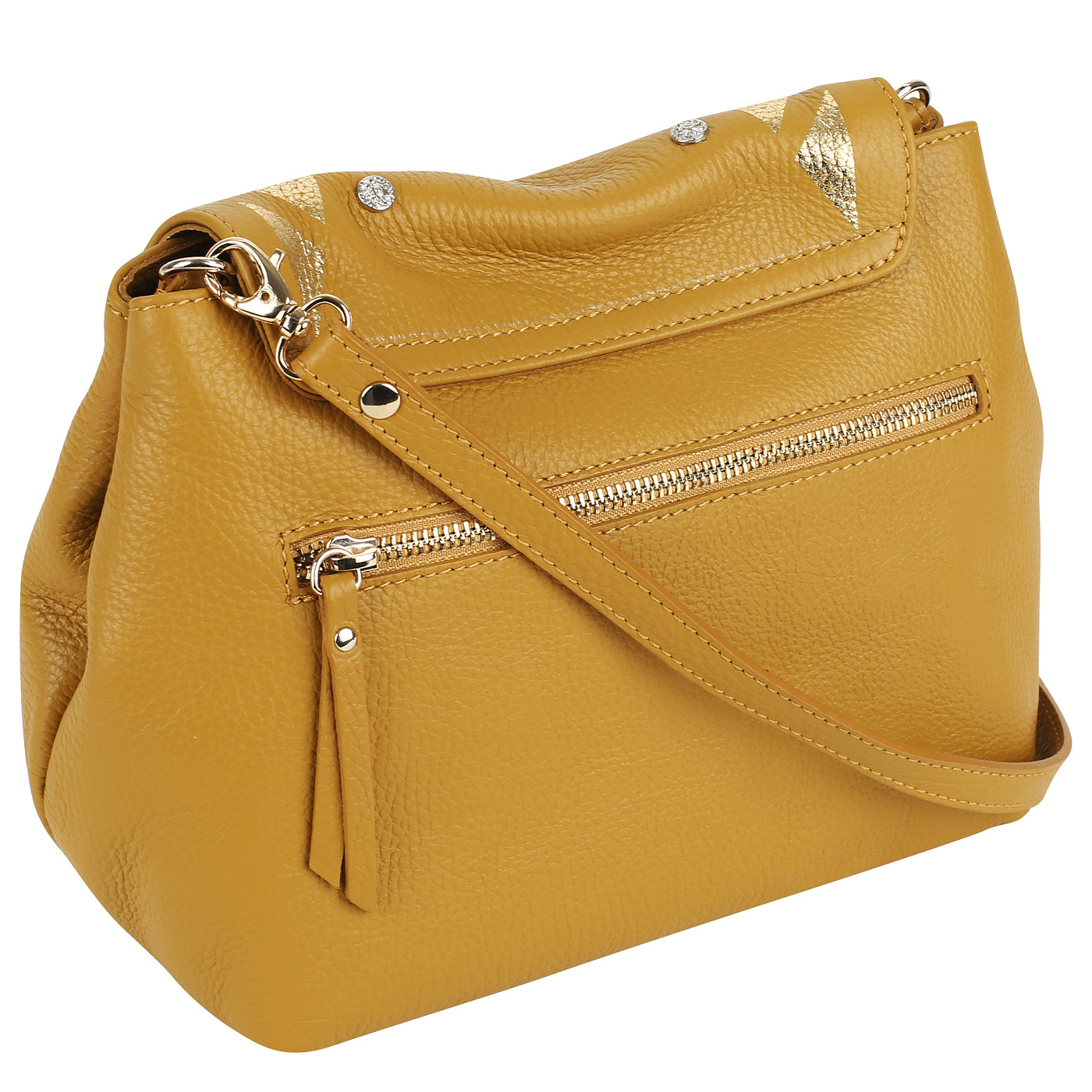 Жёлто-коричневая кожаная сумка Marina Creazioni 
